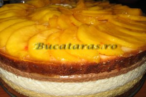 Tort cu mousse de piersici si ciocolata
