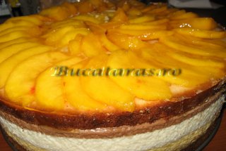 Tort cu mousse de piersici si ciocolata