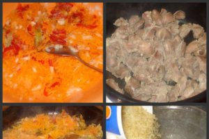 Pilaf de orez cu pipote de pui si inimi