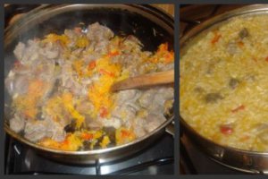 Pilaf de orez cu pipote de pui si inimi