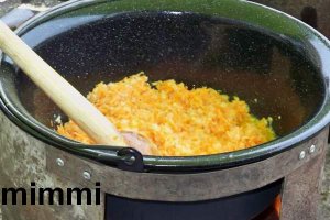 Zacusca de vinete cu fasole boabe la ceaun