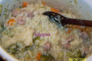 Pilaf cu legume si carnati bio
