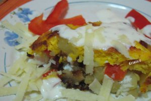 Tortilla cu cascaval si salam cu sunca