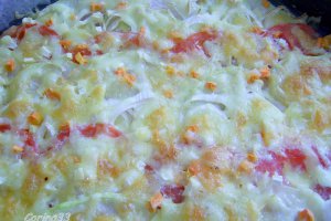 Budinca de praz cu rosii si mozzarella