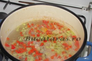 Supa de curcan cu rosii si galusti de branza