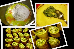 Clatite cu spanac (Crespelle di spinaci) in sos de iaurt cu menta