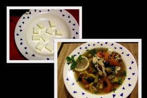 Supa greceasca de pastrav cu masline si feta