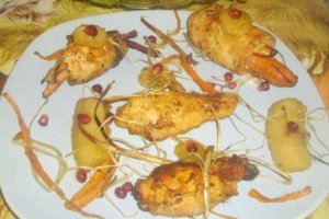 Rulouri de pui cu banane