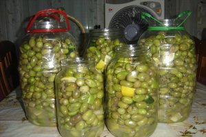 Masline verzi conservate in saramura si ulei de masline- specific tarilor arabe