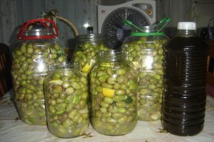 Masline verzi conservate in saramura si ulei de masline- specific tarilor arabe