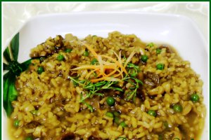 Risotto de post cu hribi si mazare