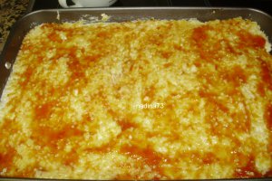 Budinca de paste cu branza si mere caramelizate
