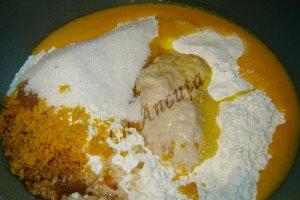 Crizanteme cu gem de piersici si rabarbar