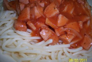 Spaghete cu salam