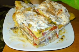 Musaca din piept de pui cu legume la gratar ”asubana”