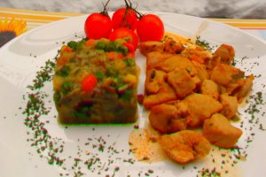Legume cu ciuperci ,orez si pui la wok(rapid)