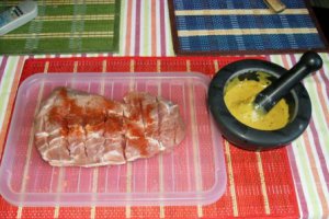 Cotlet de porc cu crusta de mustar