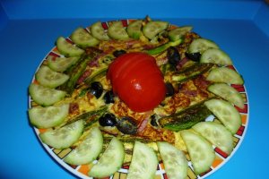 Omleta cu zuchinni si pancetta (bacon)