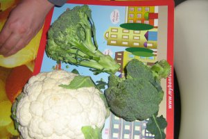 Legume (brocolli,conopida, varza de bruxelles)la cuptor cu sunculita afumata si ciuperci