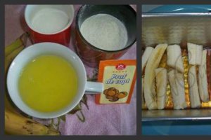 Chec din albusuri cu banane caramelizate