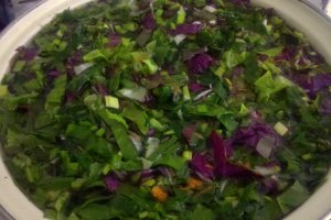 Ciorba de spanac, loboda si salata verde cu omleta
