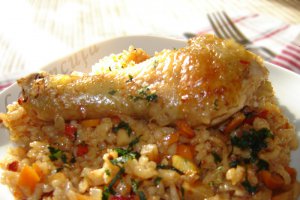 Pilaf de orez cu pui si legume