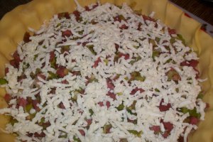 Tarta cu praz si salam