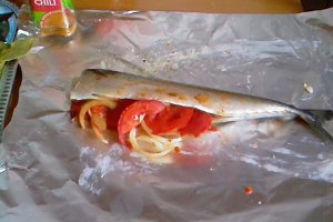 Macrou invelit in staniol