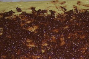 Cozonac pufos cu cacao, nuca si stafide