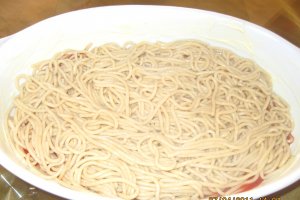Budinca de spaghete si piept de pui