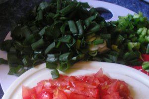 Mancare cu carne de porc,costita afumata,ghimbir si orez salbatic