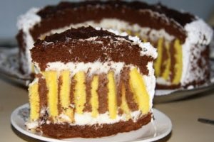 Tort cu spuma de vanilie si crema ganache