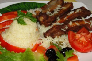 Orez basmati cu costita de porc la tigaie