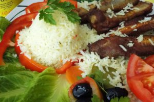 Orez basmati cu costita de porc la tigaie