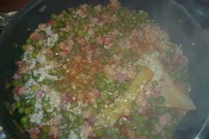 Orez cu mazare si pancetta