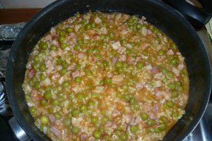 Orez cu mazare si pancetta