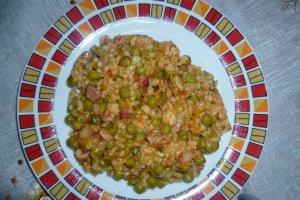 Orez cu mazare si pancetta