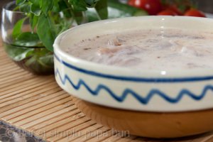 Frigarui de pui cu salata de castraveti si ceapa rosie