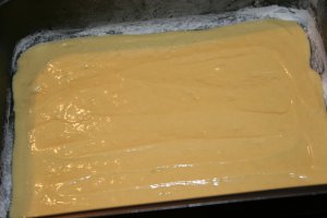 Prajitura turnata cu branza de vaci si stafide