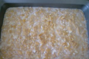 Budinca cu branza telemea corn flakes si cascaval