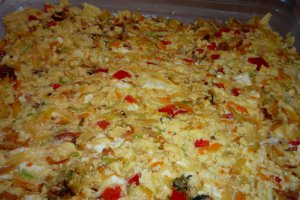Budinca de omleta cu legume si feta
