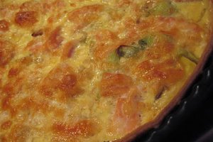Tarta cu praz si somon afumat