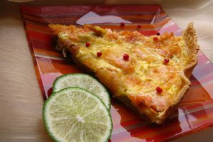 Tarta cu praz si somon afumat