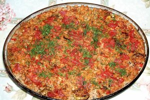 Musaca cu cartofi, dovleci şi vinete