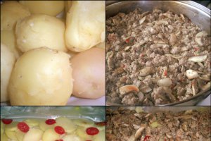 Musaca de cartofi cu carne si ciuperci
