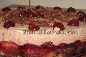 Tort de visine si crema cu ricotta si ciocolata