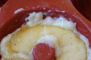 Creme Piatou cu mere caramelizate si napolitane din mere uscate