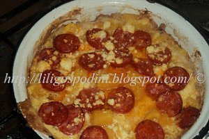 Frittata cu dovleac, carnat si branza