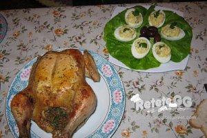 Pui la cuptor umplut cu ficatei