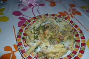 Penne Rigate con pancetta e funghi porcini